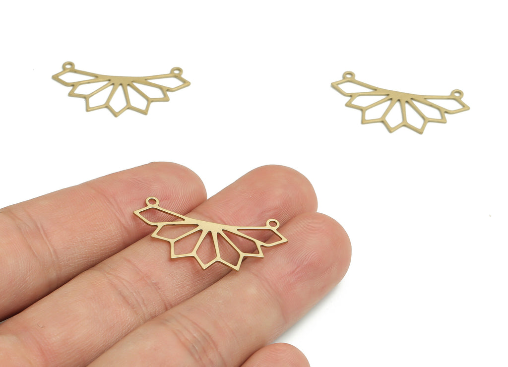 Brass Crown Earring Connector - Raw Brass Crown Charms and Pendant - Jewelry Making Supplies - 31.67x17.18x0.6mm - PP4771 - DOMEDBAZAAR