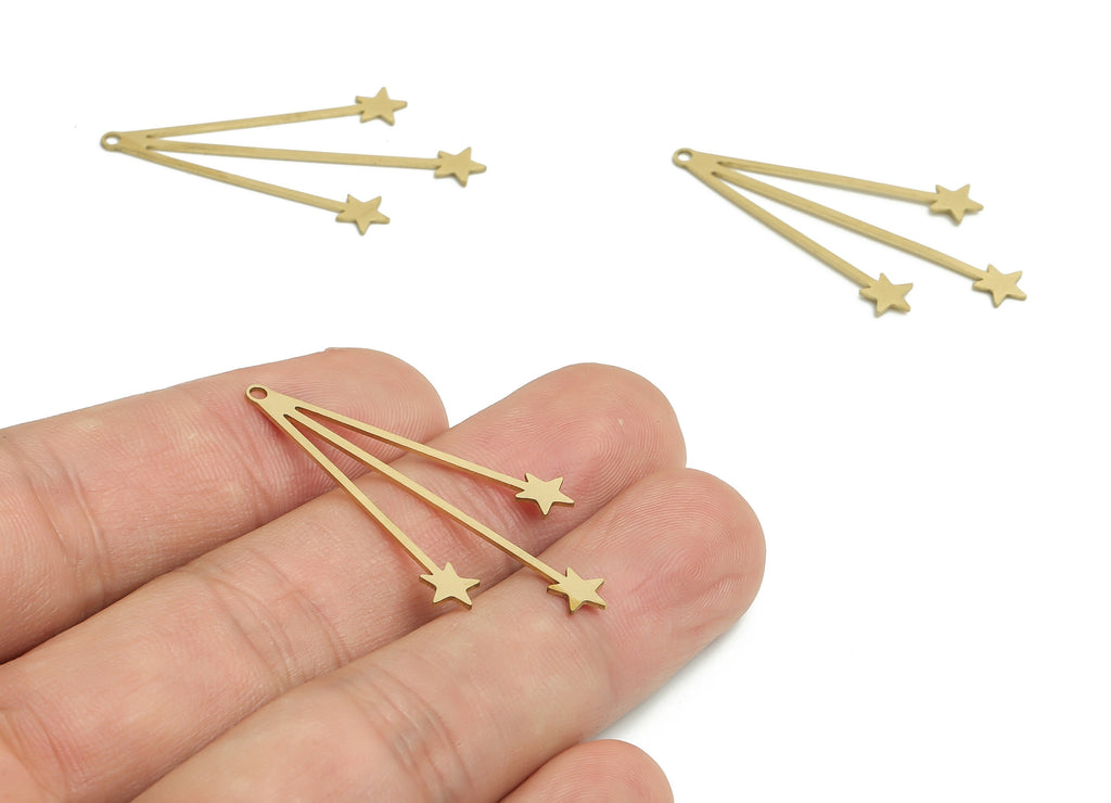 Brass Stars Earring Charms - Raw Brass Stars Pendant - DIYJewelry Making Supplies - 39.81x21.59x0.58mm - PP4737 - DOMEDBAZAAR