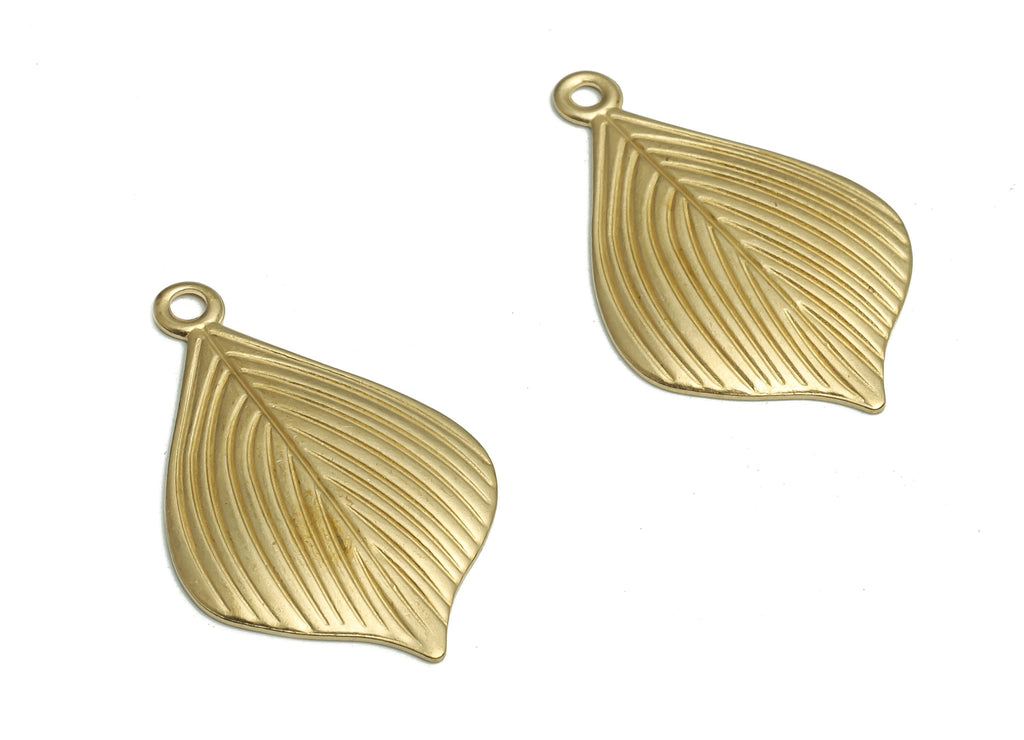 Brass Leaves Earring Charms - Raw Brass Leaves Pendant - DIY Jewelry Making Supplies - 27.71x17.75x1.75mm - PP4729 - DOMEDBAZAAR
