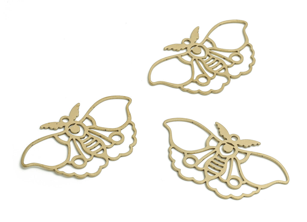 Brass Butterfly Earring Charms - Raw Brass Hollow Butterfly Pendant - DIY Jewelry Making Supplies - 35.44x21.05x0.58mm - PP4765 - DOMEDBAZAAR