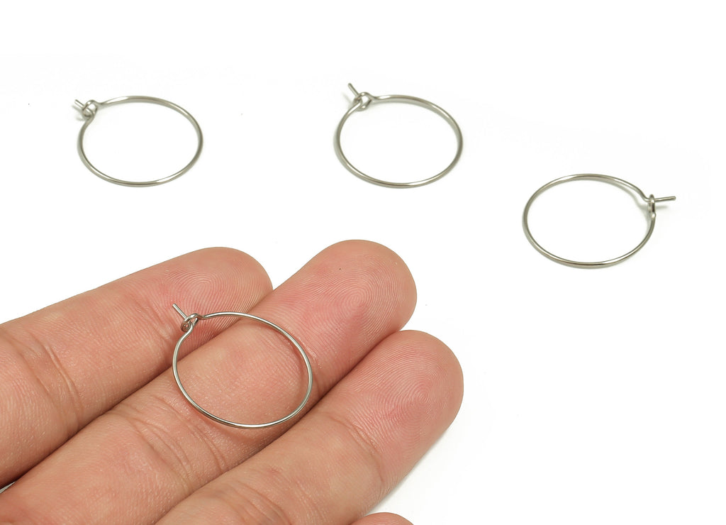 Stainless Steel Earring Hoop -  316 Stainless Steel Circle Ear Wire - Earring Hoop - Jewelry Making Supplies - 23.35x20.5x0.62mm - SS1214 - DOMEDBAZAAR