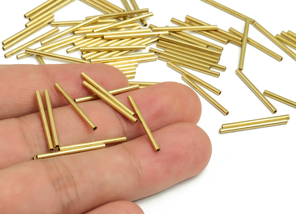 Round Brass Himmeli Tubes - Raw Brass Himmeli DIY Tube Beads - Circle Pipes for Geometric Shapes - For Air Plants -1.5x0.2x20mm- PP4567-20 - DOMEDBAZAAR