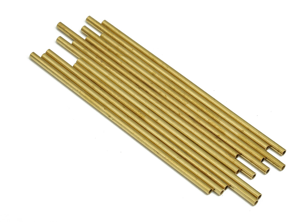 Round Brass Himmeli Tubes - Raw Brass Himmeli DIY Tube Beads - Circle Pipes for Geometric Shapes - For Air Plants -1.5x0.2x50mm- PP4567-50 - DOMEDBAZAAR