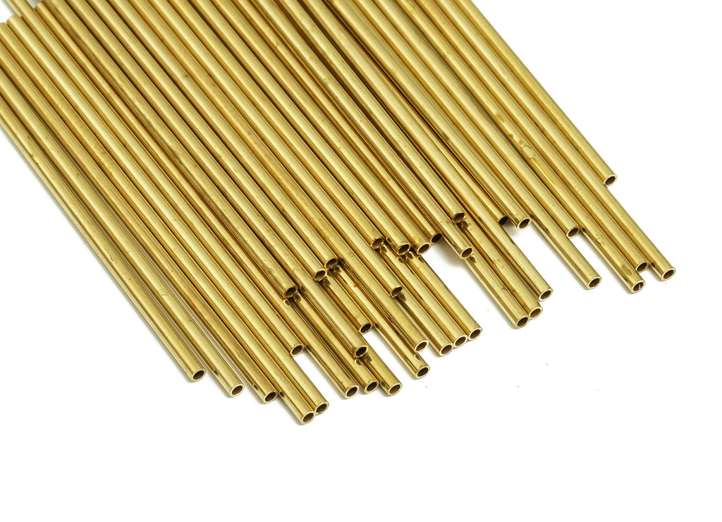Round Brass Himmeli Tubes - Raw Brass Himmeli DIY Tube Beads - Circle Pipes for Geometric Shapes - For Air Plants -1.5x0.2x50mm- PP4567-50 - DOMEDBAZAAR
