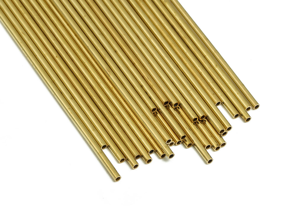 Round Brass Himmeli Tubes - Raw Brass Himmeli DIY Tube Beads - Circle Pipes for Geometric Shapes - For Air Plants -1.5x0.2x60mm- PP4567-60 - DOMEDBAZAAR