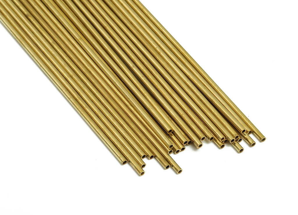 Round Brass Himmeli Tubes - Raw Brass Himmeli DIY Tube Beads - Circle Pipes for Geometric Shapes - For Air Plants -1.5x0.2x100mm- PP4567-100 - DOMEDBAZAAR