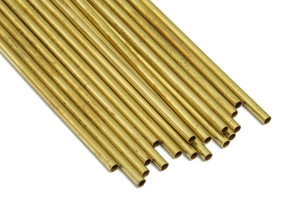 Round Brass Himmeli Tubes - Raw Brass Himmeli DIY Tube Beads - Circle Pipes for Geometric Shapes - For Air Plants -2.5x0.2x110mm- PP4569-110 - DOMEDBAZAAR