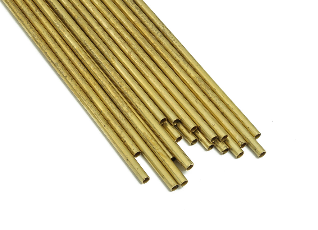 Round Brass Himmeli Tubes - Raw Brass Himmeli DIY Tube Beads - Circle Pipes for Geometric Shapes - For Air Plants -2.5x0.2x140mm- PP4569-140 - DOMEDBAZAAR