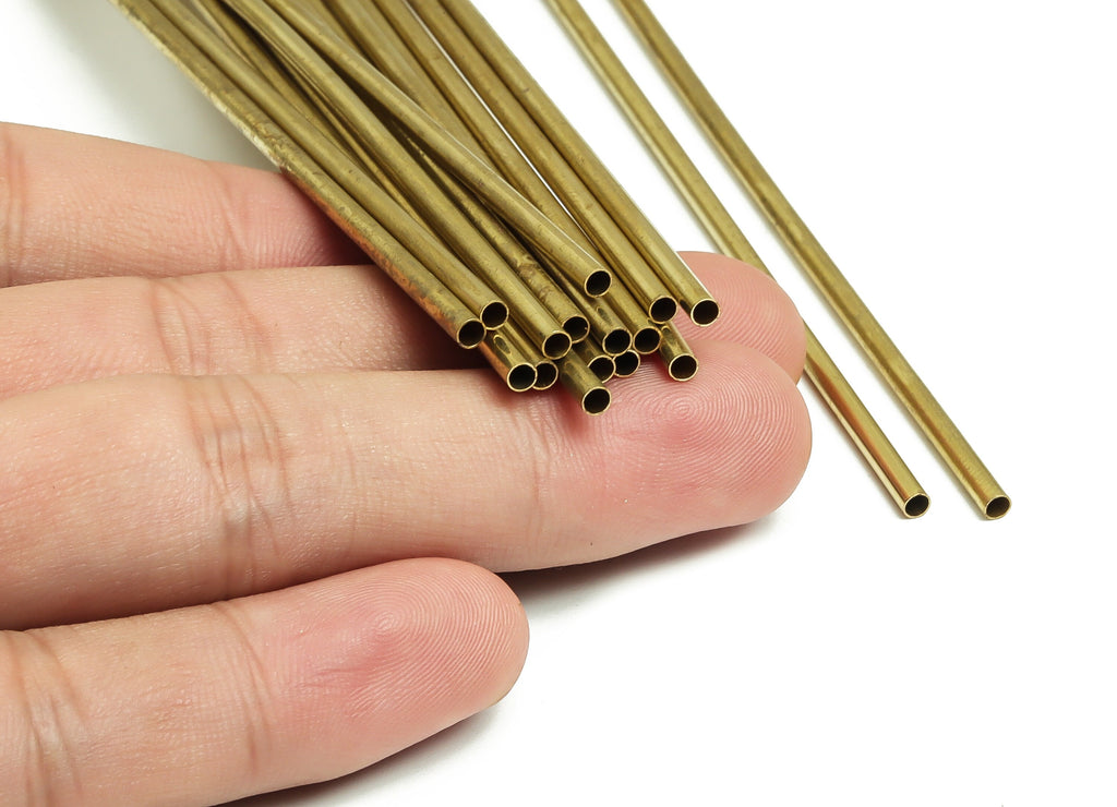 Round Brass Himmeli Tubes - Raw Brass Himmeli DIY Tube Beads - Circle Pipes for Geometric Shapes - For Air Plants -2.5x0.2x150mm- PP4569-150 - DOMEDBAZAAR