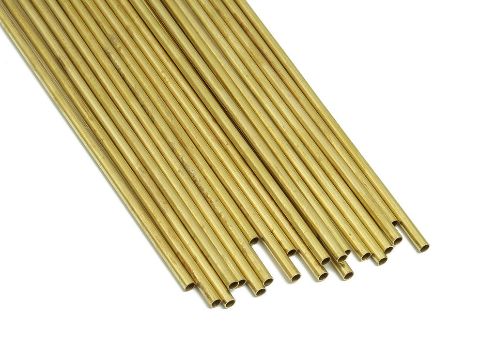 Round Brass Himmeli Tubes - Raw Brass Himmeli DIY Tube Beads - Circle Pipes for Geometric Shapes - For Air Plants -2.5x0.2x190mm- PP4569-190 - DOMEDBAZAAR