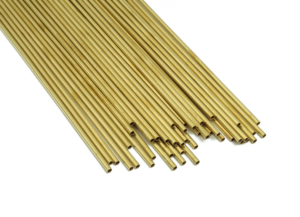 Round Brass Himmeli Tubes - Raw Brass Himmeli DIY Tube Beads - Circle Pipes for Geometric Shapes - For Air Plants -2.5x0.2x225mm- PP4569-225 - DOMEDBAZAAR