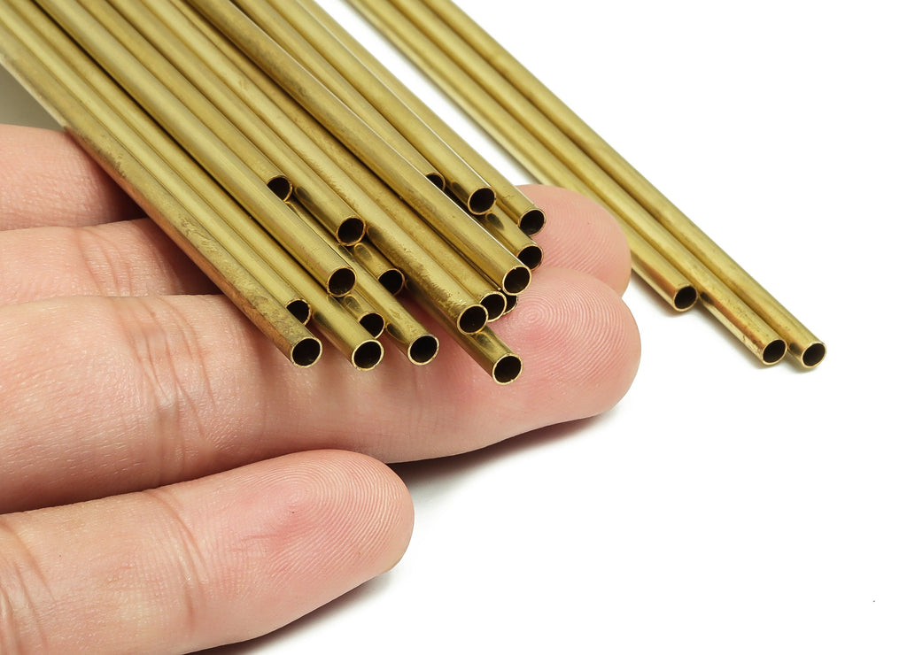 Round Brass Himmeli Tubes - Raw Brass Himmeli DIY Tube Beads - Circle Pipes for Geometric Shapes - For Air Plants -3x0.2x250mm- PP4570-250 - DOMEDBAZAAR