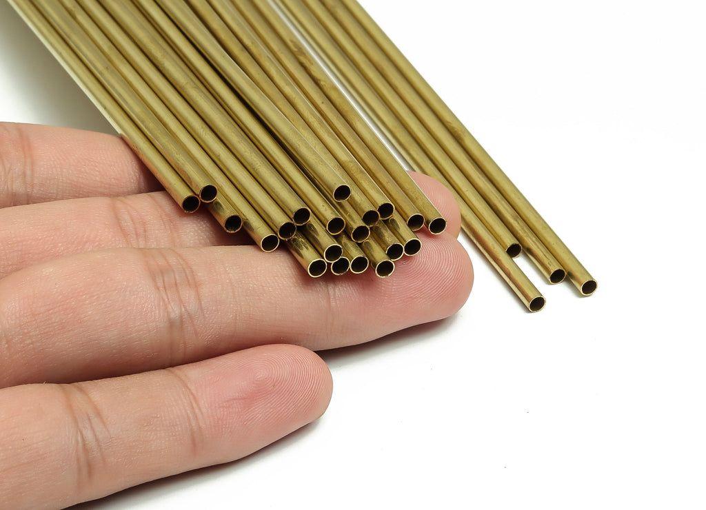 Round Brass Himmeli Tubes - Raw Brass Himmeli DIY Tube Beads - Circle Pipes for Geometric Shapes - For Air Plants -3x0.2x275mm- PP4570-275 - DOMEDBAZAAR