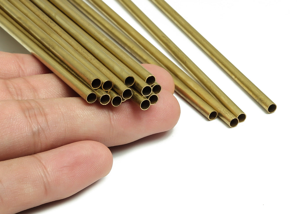 Round Brass Himmeli Tubes - Raw Brass Himmeli DIY Tube Beads - Circle Pipes for Geometric Shapes - For Air Plants -3.5x0.2x200mm- PP4571-200 - DOMEDBAZAAR