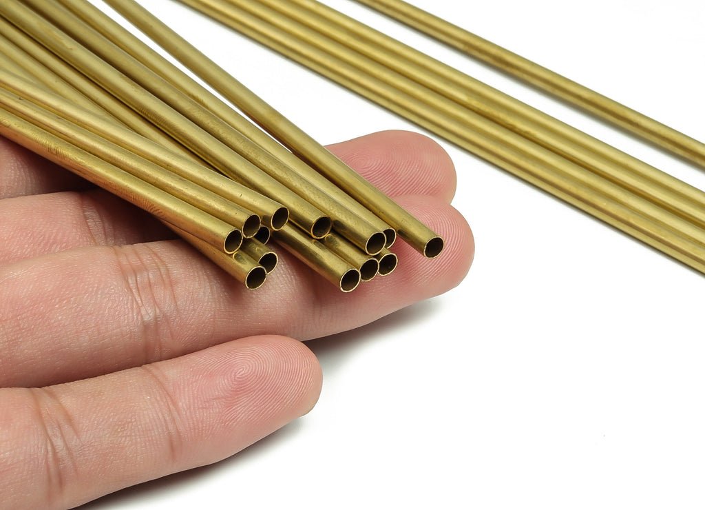 Round Brass Himmeli Tubes - Raw Brass Himmeli DIY Tube Beads - Circle Pipes for Geometric Shapes - For Air Plants -3.5x0.2x300mm- PP4571-300 - DOMEDBAZAAR