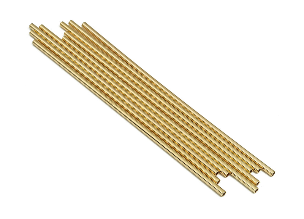 Brass Himmeli Tubes - Brass Himmeli DIY Tube Beads - Geometric Shapes - For Air Plants - 18k Real Gold Plated Brass -2x0.2x90mm- RGP4048-90 - DOMEDBAZAAR