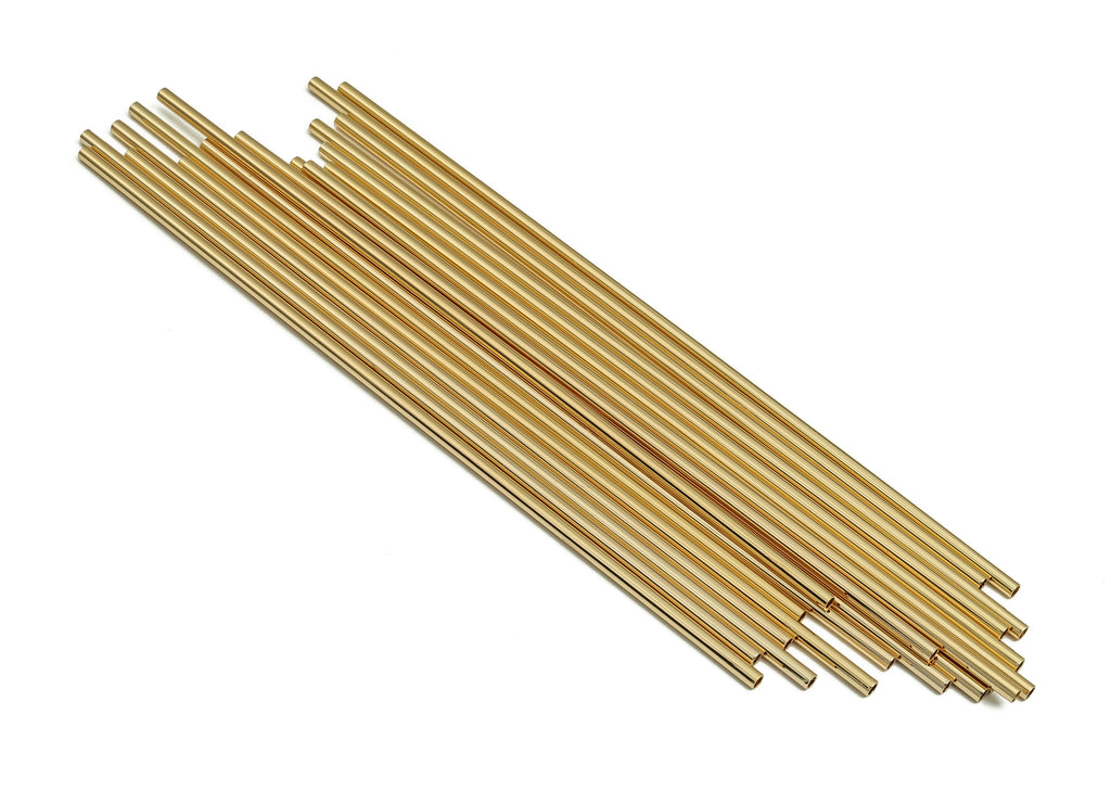 Brass Himmeli Tubes - Brass Himmeli DIY Tube Beads - Geometric Shapes - For Air Plants - 18k Real Gold Plated Brass -2x0.2x110mm-RGP4048-110 - DOMEDBAZAAR