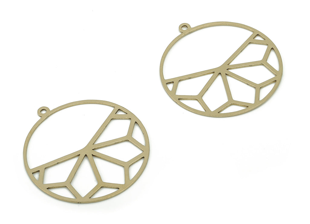 Brass Circle Flower Earring Charm - Raw Brass Flower Pendant Charm - Geometric shape earrings - Jewelry Supplies -32.43x29.94x0.64mm- PP4836 - DOMEDBAZAAR