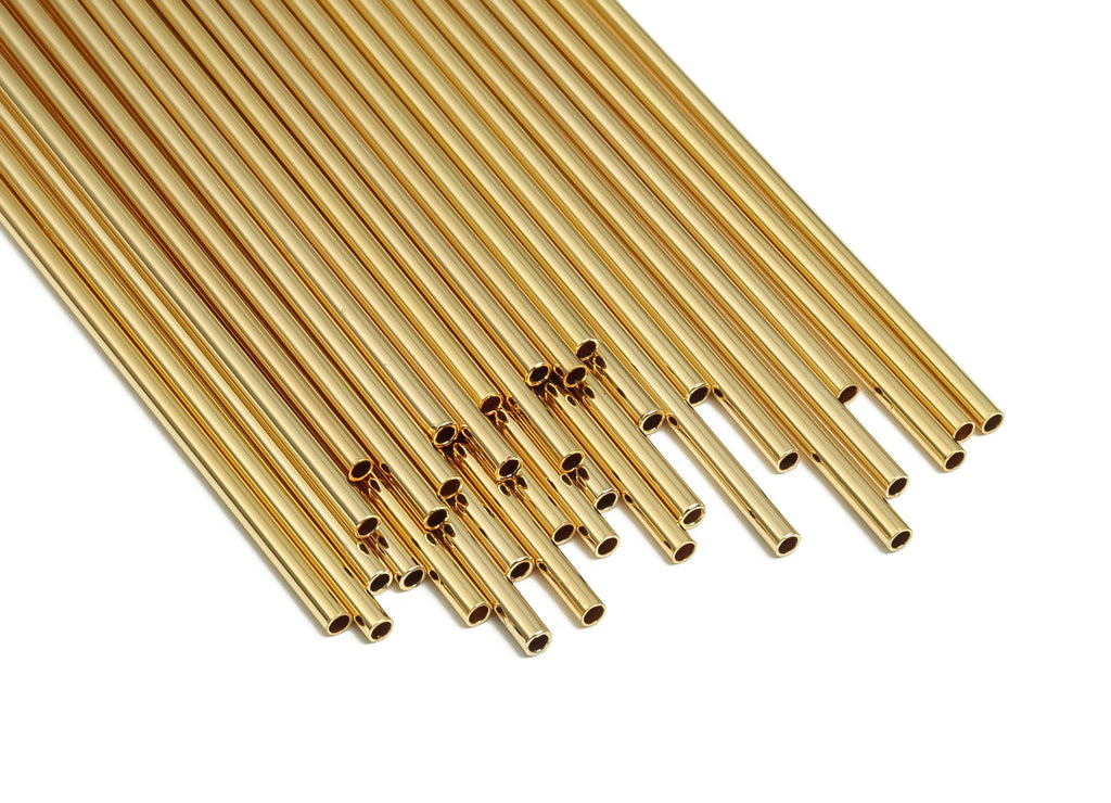 Brass Himmeli Tubes - Brass Himmeli DIY Tube Beads - Geometric Shapes - For Air Plants - 18k Real Gold Plated Brass -2x0.2x120mm-RGP4048-120 - DOMEDBAZAAR