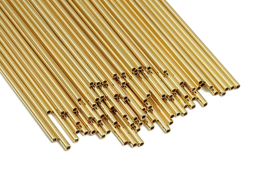 Brass Himmeli Tubes - Brass Himmeli DIY Tube Beads - Geometric Shapes - For Air Plants - 18k Real Gold Plated Brass -2x0.2x160mm-RGP4048-160 - DOMEDBAZAAR