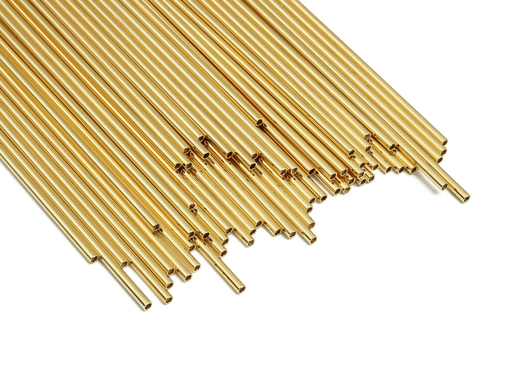 Brass Himmeli Tubes - Brass Himmeli DIY Tube Beads - Geometric Shapes - For Air Plants - 18k Real Gold Plated Brass -2x0.2x170mm-RGP4048-170 - DOMEDBAZAAR