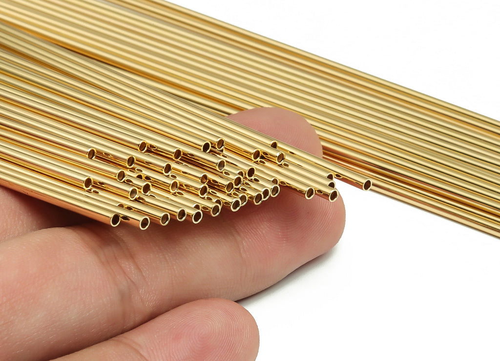 Brass Himmeli Tubes - Brass Himmeli DIY Tube Beads - Geometric Shapes - For Air Plants - 18k Real Gold Plated Brass -2x0.2x170mm-RGP4048-170 - DOMEDBAZAAR