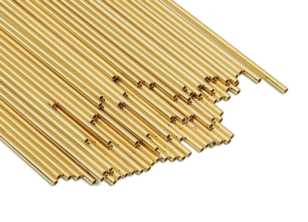 Brass Himmeli Tubes - Brass Himmeli DIY Tube Beads - Geometric Shapes - For Air Plants - 18k Real Gold Plated Brass -2x0.2x180mm-RGP4048-180 - DOMEDBAZAAR