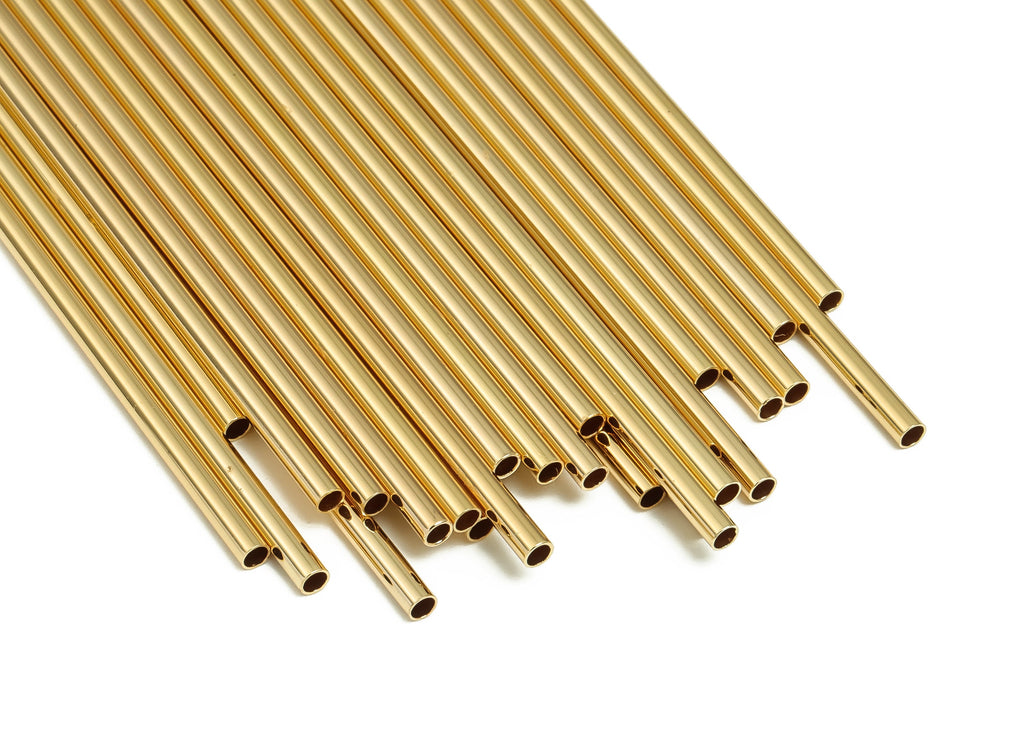 Brass Himmeli Tubes - Brass Himmeli DIY Tube Beads - Geometric Shapes - For Air Plants - 18k Real Gold Plated Brass -2.5x0.2x70mm-RGP4049-70 - DOMEDBAZAAR
