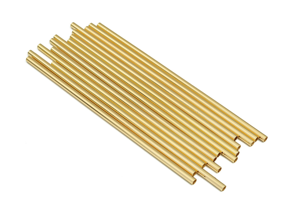 Brass Himmeli Tubes - Brass Himmeli DIY Tube Beads - Geometric Shapes - For Air Plants - 18k Real Gold Plated Brass -2.5x0.2x90mm-RGP4049-90 - DOMEDBAZAAR