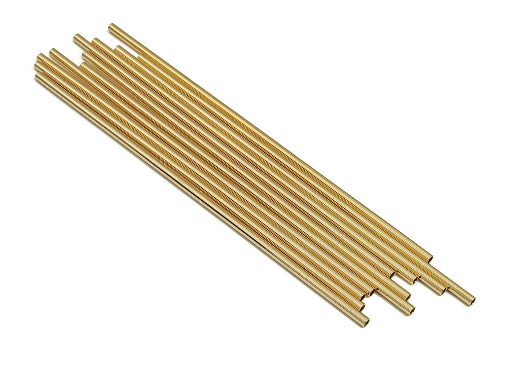 Brass Himmeli Tubes - Brass Himmeli DIY Tube Beads - Geometric Shapes - For Plants - 18k Real Gold Plated Brass -2.5x0.2x120mm- RGP4049-120 - DOMEDBAZAAR