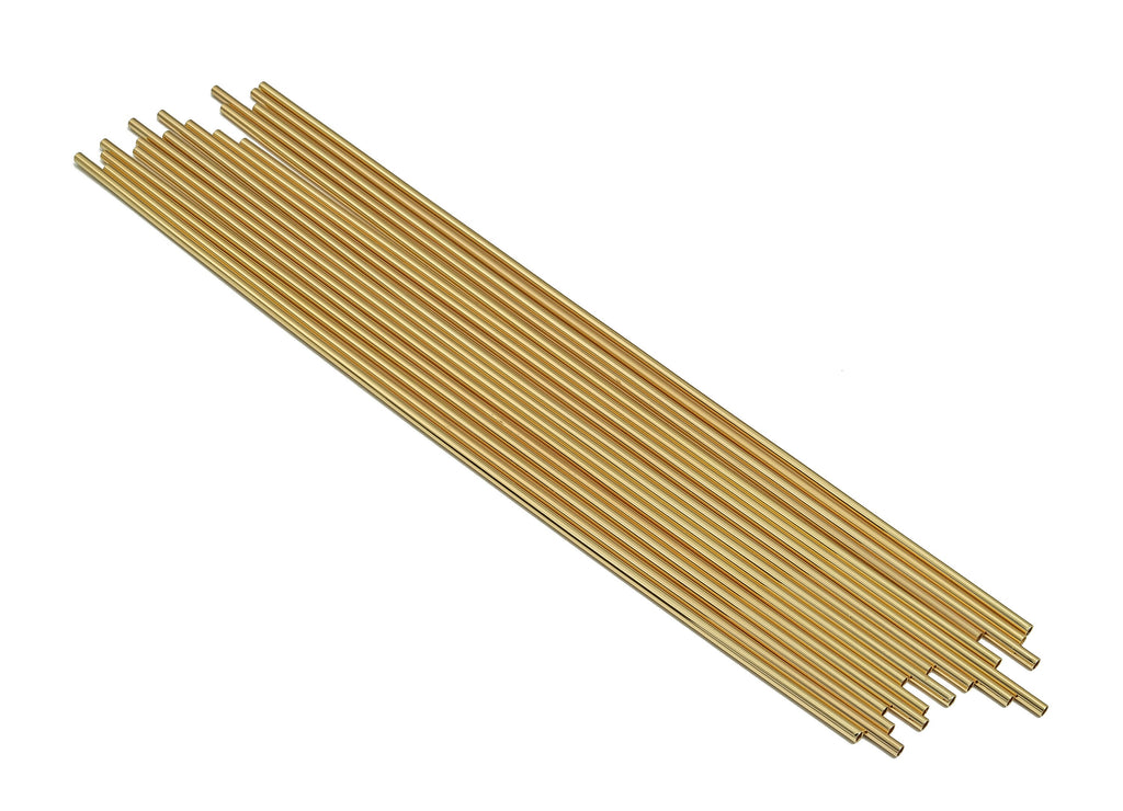 Brass Himmeli Tubes -Brass Himmeli DIY Tube Beads - Geometric Shapes - For Plants - 18k Real Gold Plated Brass -2.5x0.2x225mm- RGP4049-225 - DOMEDBAZAAR