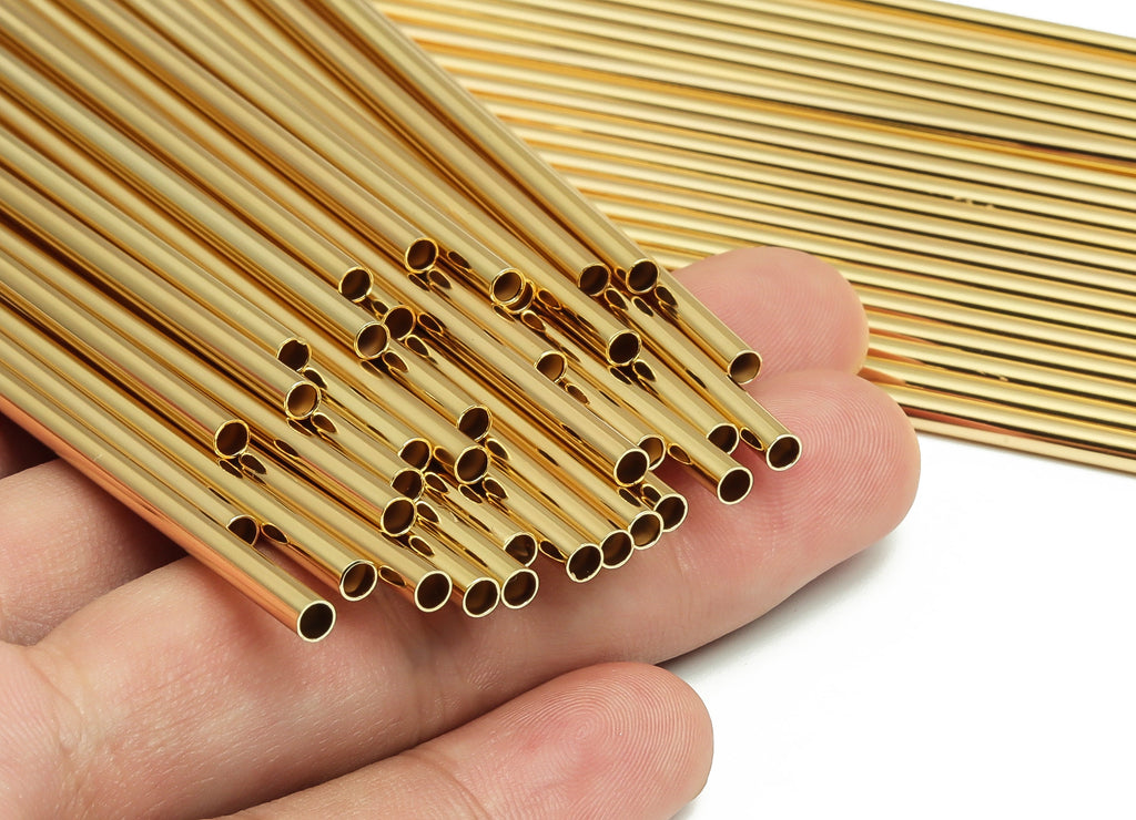 Brass Himmeli Tubes -Brass Himmeli DIY Tube Beads - Geometric Shapes - For Air Plants - 18k Real Gold Plated Brass -3x0.2x170mm- RGP4050-170 - DOMEDBAZAAR