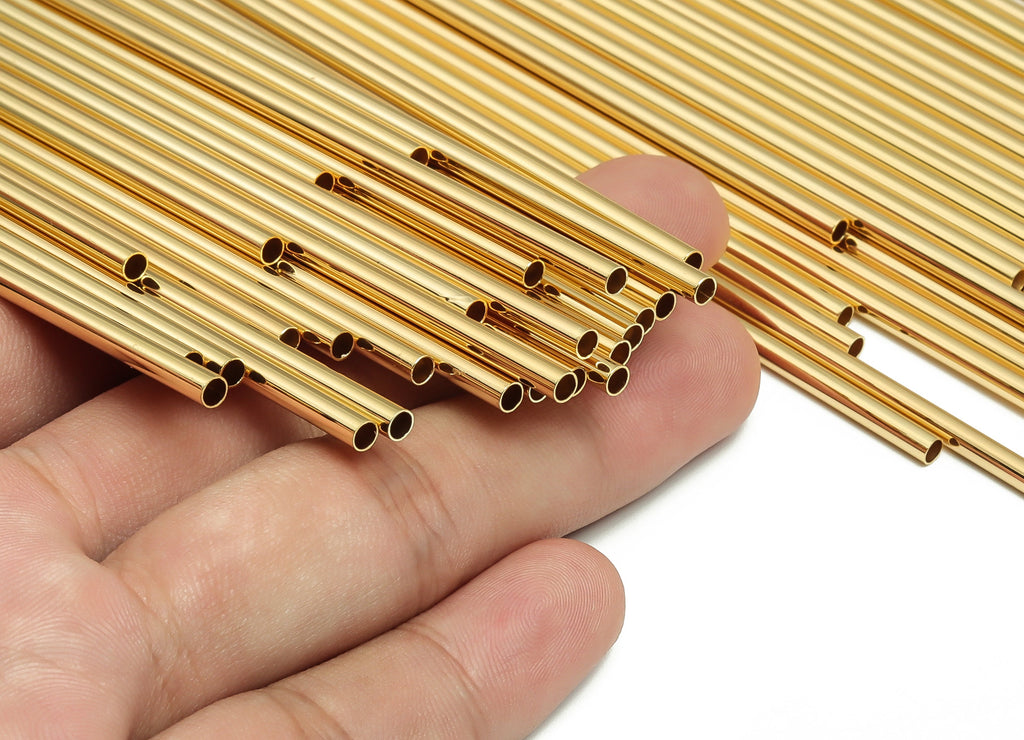Brass Himmeli Tubes -Brass Himmeli DIY Tube Beads - Geometric Shapes - For Air Plants - 18k Real Gold Plated Brass -3x0.2x190mm- RGP4050-190 - DOMEDBAZAAR