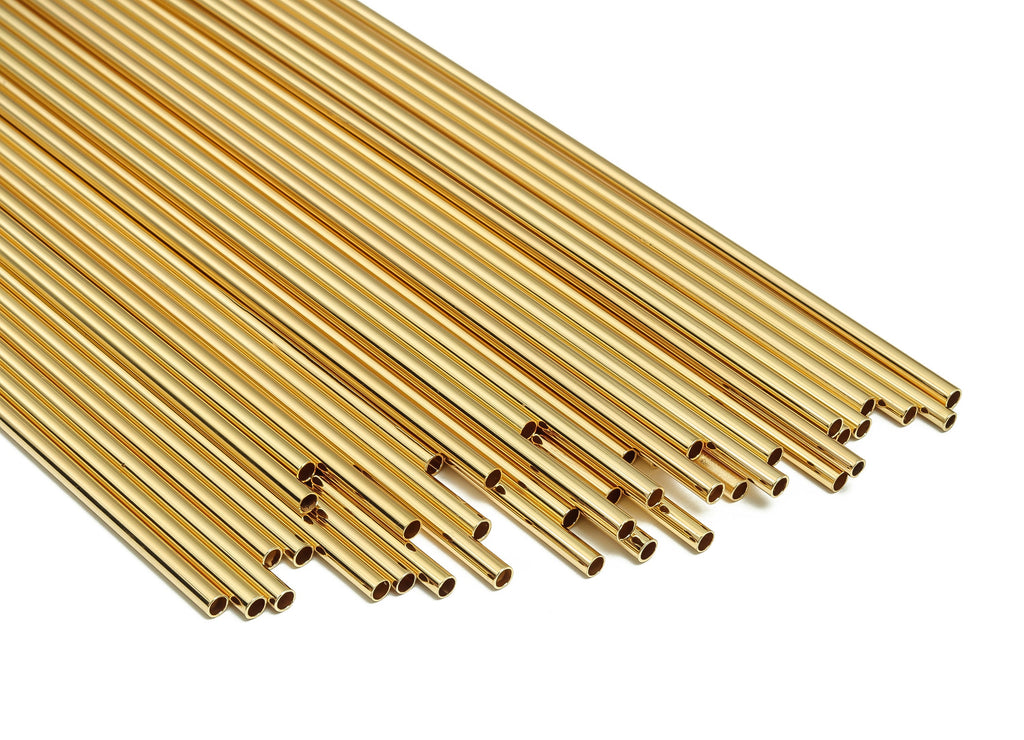 Brass Himmeli Tubes -Brass Himmeli DIY Tube Beads - Geometric Shapes - For Air Plants - 18k Real Gold Plated Brass -3x0.2x225mm- RGP4050-225 - DOMEDBAZAAR