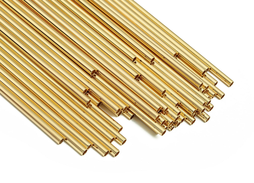 Brass Himmeli Tubes -Brass Himmeli DIY Tube Beads - Geometric Shapes - For Air Plants - 18k Real Gold Plated Brass -3x0.2x300mm- RGP4050-300 - DOMEDBAZAAR