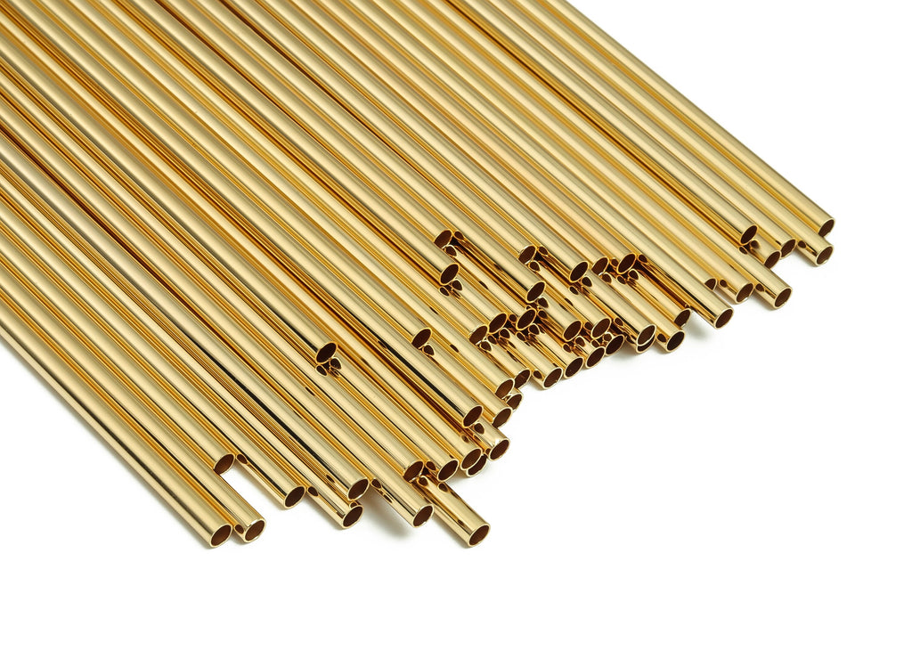 Brass Himmeli Tubes -Brass Himmeli DIY Tube Beads - Geometric Shapes - For Plants - 18k Real Gold Plated Brass -3.5x0.2x150mm- RGP4051-150 - DOMEDBAZAAR