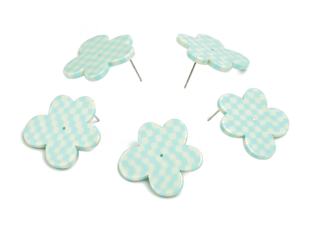 Acetate Flower Earring Stud - Flower Earring Post - Earring Post - Jewelry Supplies - Color Code: A703 - 29.55x2.49x2.51mm - AC2335-A703 - DOMEDBAZAAR