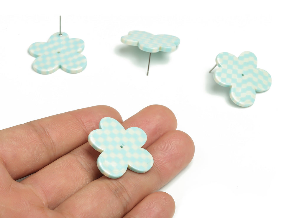 Acetate Flower Earring Stud - Flower Earring Post - Earring Post - Jewelry Supplies - Color Code: A703 - 29.55x2.49x2.51mm - AC2335-A703 - DOMEDBAZAAR