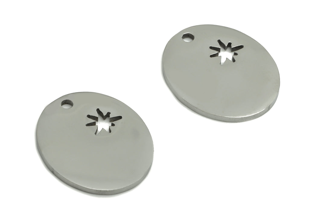Stamping Blanks Stainless Steel Oval Earring Charms - Stainless Steel Sun Pendant - Jewelry Making Supplies - 15.86x13.07x0.95mm - SS1290 - DOMEDBAZAAR
