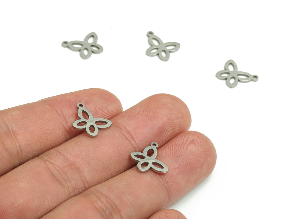 Stainless Steel Butterfly Earring Charms - Stainless Butterfly Pendant - Jewelry Making Supplies - 12.61x10.02x0.94mm - SS1305 - DOMEDBAZAAR