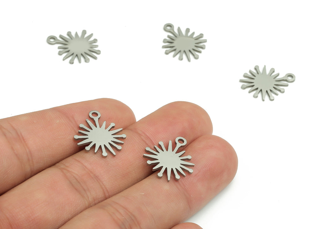 Stainless Steel Sun Earring Charms - Stainless Steel Sunburst Pendant - Jewelry Making Supplies - 17.64x14.99x0.94mm - SS1268 - DOMEDBAZAAR
