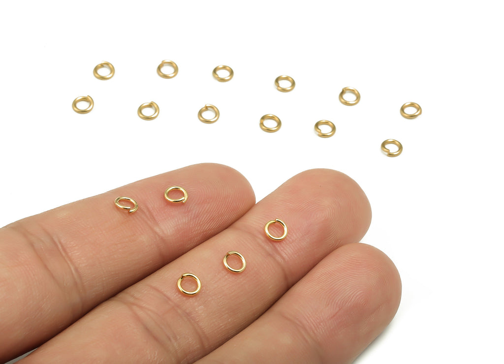 Brass Open Jump Rings - 4x0.7mm - Gold Open Jump Rings - 18K Real Gold Plated Brass - Jewelry Making Supplies - 4x4x0.7mm - RGP4138-4*0.7 - DOMEDBAZAAR