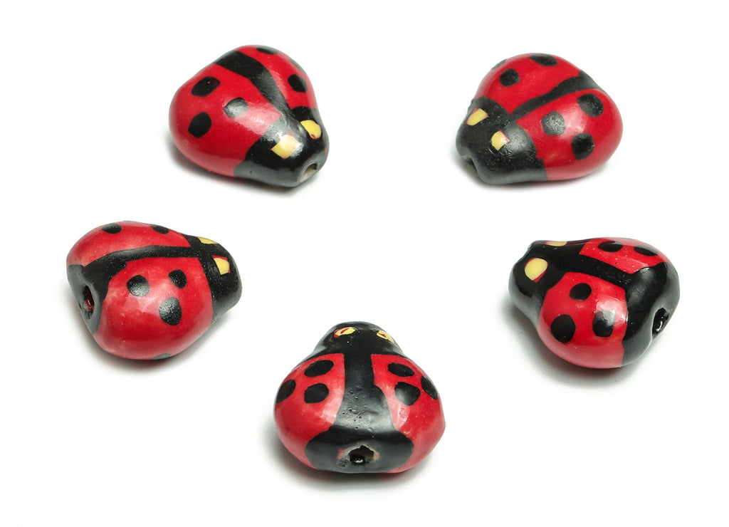 Glazed Ceramic Insect Beads - Carved Insect Beads - Handmade Beads - Necklace Beads - Connectors Beads - 15.54x15.41x8.64mm - NS1422B - DOMEDBAZAAR