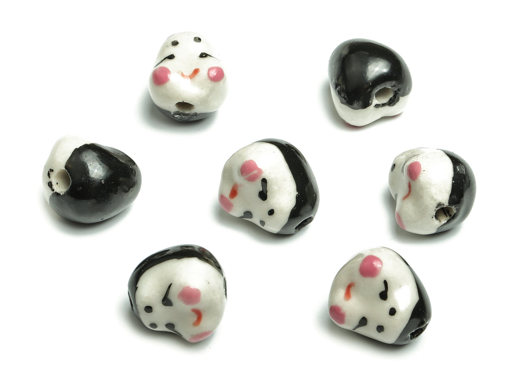 Glazed Ceramic Mask Doll Beads - Carved Mask Doll Beads - Handmade Beads - Necklace Beads - Connectors Beads - 17.77x16.13x14.82mm - NS1430 - DOMEDBAZAAR