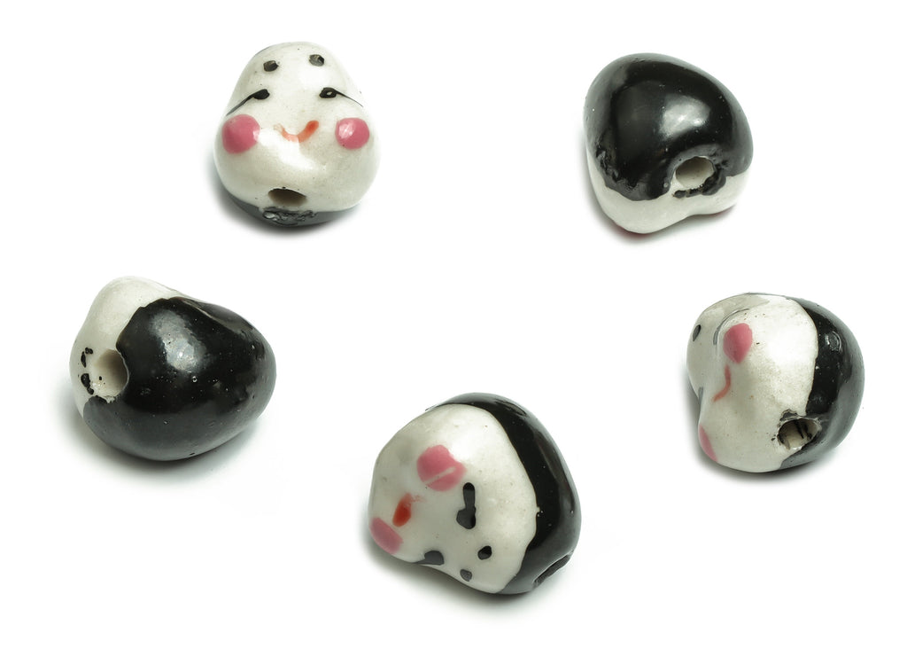 Glazed Ceramic Mask Doll Beads - Carved Mask Doll Beads - Handmade Beads - Necklace Beads - Connectors Beads - 17.77x16.13x14.82mm - NS1430 - DOMEDBAZAAR