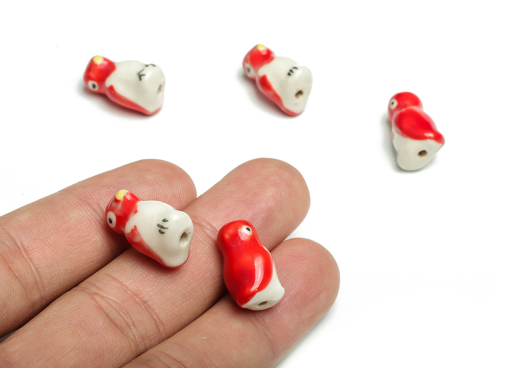 Glazed Ceramic Woodpecker Beads - Carved Woodpecker Beads - Handmade Beads - Necklace Beads - Connectors Beads - 18.28x11.12x10.1mm - NS1438 - DOMEDBAZAAR