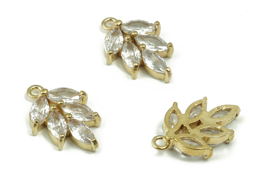 Raw Brass Leaves Earring Charms – Leaf Charm - Zircon Leaves Pendant - Gift for Her - Jewelry Making Supplies -15.93x10.76x3.06mm- PP4862 - DOMEDBAZAAR