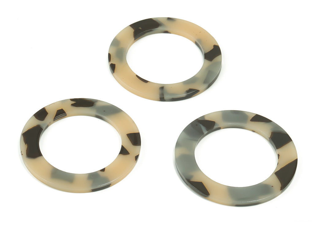 Acetate Hoop Earring Connector - Acetate Circle Pendant - Tortoise Shell - No Hole - Color Code: A630 - 44.32x44.28x2.48mm-AC2354-A630 - DOMEDBAZAAR