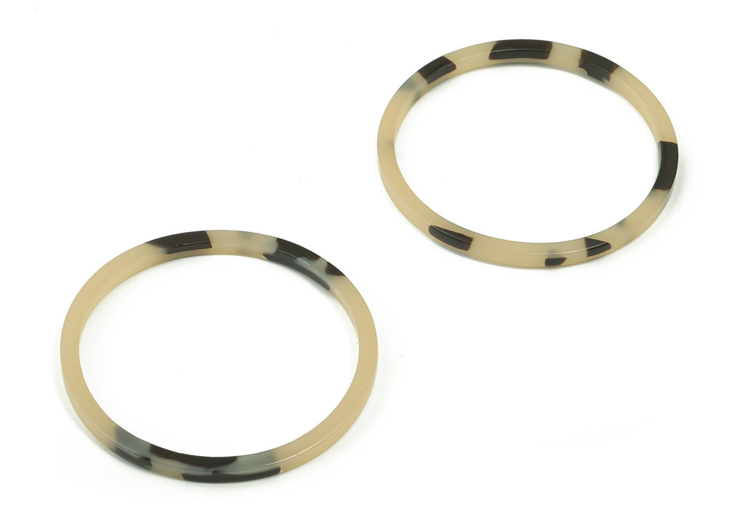Acetate Hoop Earring Connector - Acetate Circle Pendant - Tortoise Shell - No Hole - Color Code: A630 - 43.37x43.06x2.9mm -AC2355-A630 - DOMEDBAZAAR