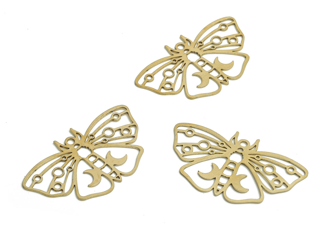 Brass Butterfly Earring Charms - Raw Brass Butterfly Pendant - DIY Jewelry Making Supplies - 36.43x21.6x0.71mm - PP4776 - DOMEDBAZAAR